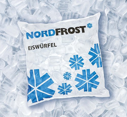 In den Eiswürfeln können sich Fremdkörper aus teils transparentem Hartplastik befinden. - © Nordfrost GmbH & Co. KG