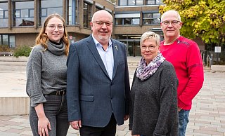 Fine Schacht (v. l.), Lars Lehmann, Corinna Lüker und Peter Bunselmeyer wollen für die Versmolder SPD bei der Kommunalwahl angreifen. Lehmann will sogar den Chefsessel im Rathaus. - Andre Schneider