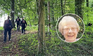 Am Mittwochvormittag veröffentlichte die Polizei ein weiteres Foto der Vermissten, am Nachmittag kam eine Hundertschaft zur Lagebesprechung und zur weiteren Suche nach Halle. - Fotos: Tobias Barrelmeyer, Polizei Gütersloh, Montage: Matthias Foede