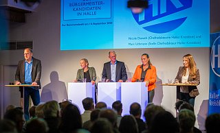Die Bürgermeister-Kandidaten stellten sich beim HK-Live-Event zahlreichen kritischen Fragen. - Nico Seifert