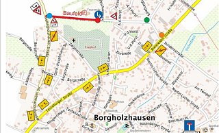 Die Sperrung an der Sundernstraße in Borgholzhausen gilt bis Mitte April 2023. - Stadt Borgholzhausen