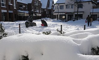 Schweine im Schnee: Die Innenstadt lag im Februar tagelang unter einer weißen Decke. - Tasja Klusmeyer, HK