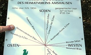 Eine Info-Tafel auf Emils-Höhe, der Aussichtsplattform des Heimatvereins Amshausen. - Heimatverein Amshausen