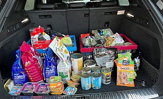 Einen Kofferraum voll mit Tierfutter bringt Petra Jochheim jede Woche als Spende zum Gütersloher Tierheim. - Petra Jochheim