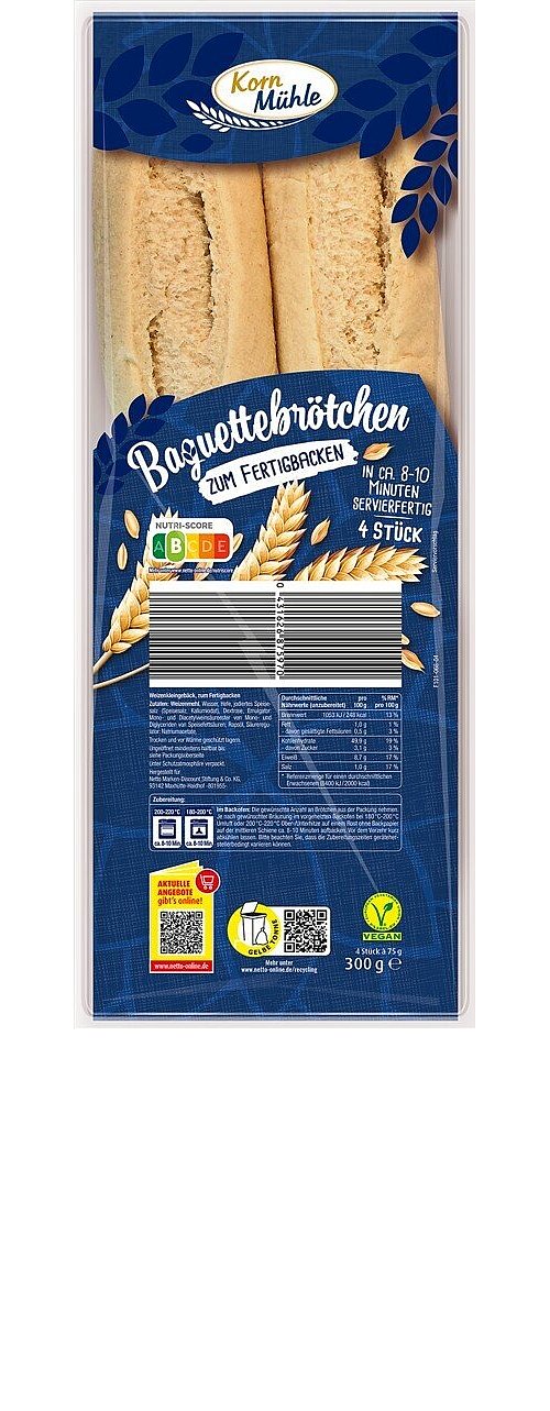 In einer bestimmten Charge dieser bei Netto verkauften Aufback-Baguettebrötchen können sich Plastikteilchen befinden. - © Netto Marken-Discount Stiftung & Co. KG