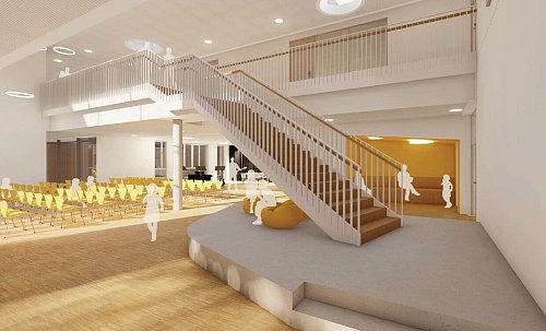 Foyer des Neubaus der Grundschule Gartnisch. - © BKS Architekten