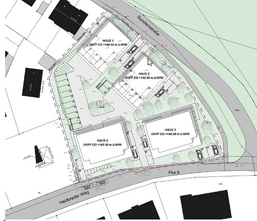 Der Übersichtsplan zeigt das Grundstück am Heidbreder Weg/Sundernstraße. - © Ingenieurbüro Rolfsen