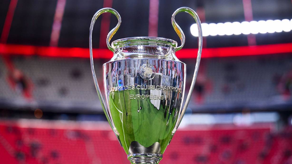 Der Champions-League-Pokal in der Münchner Allianz Arena. | © Tom Weller/dpa