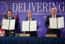 Unterzeichnungszeremonie mit Donald Trump - Mark Schiefelbein/AP/dpa Unterzeichnungszeremonie mit Donald Trump - Mark Schiefelbein/AP/dpa