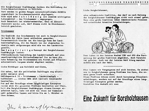 Wahlkampf 89: Auf dem Rad die Bürgermeister Bernd Huesmann und Friedrich Frewert. - © BU