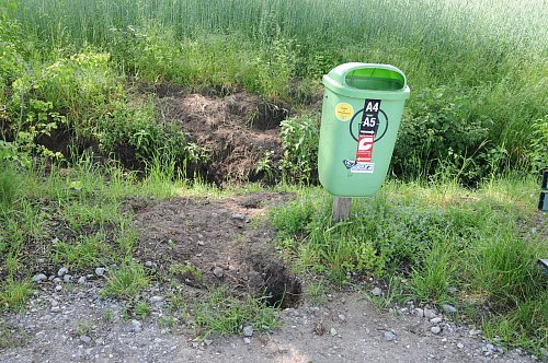 Jetzt steht nur noch der Mülleimer am Wegesrand. - © Rolf Uhlemeier