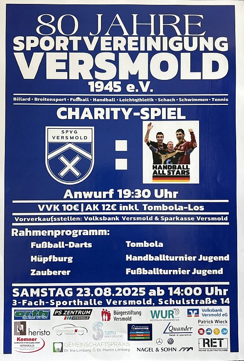 Mit diesem Plakat macht die Spvg. Versmold aktuell reichlich Werbung für das Event am vorletzten August-Wochenende. - © Dennis Bleck