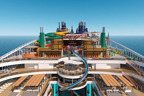 Gut 81 Meter lang: Die «MSC World Asia» soll mit der längsten Trockenrutsche auf See ausgestattet sein. - © MSC Cruises/dpa-tmn