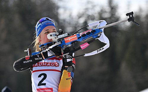 Franziska Preuß gab auch am letzten WM-Tag alles. - © Martin Schutt/dpa