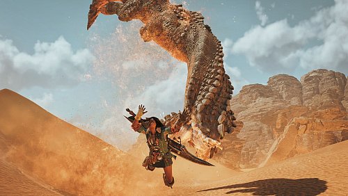 Hinterrücks attackiert: Ein Monster greift an in «Monster Hunter Wilds». - © Capcom/dpa-tmn