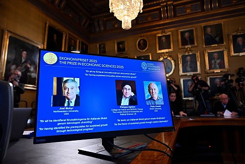 Verkündet werden die Wirtschaftsnobelpreisträger traditionell in der Königlich-Schwedischen Akademie der Wissenschaften. - © Anders Wiklund/TT News Agency/AP/dpa