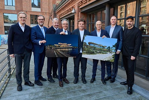 Die Beteiligten nach der Vorstellung. - © Georg Wendt/dpa