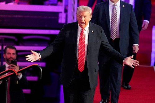 Trump heizte seinen Anhängern ein - unter anderem mit dem Versprechen einer groß angelegten Abschiebeaktion. - © Alex Brandon/AP/dpa