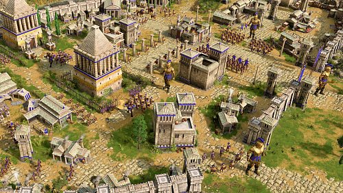 Zahlreiche Einheiten schützen die Siedlung vor gegnerischen Angriffen. - © Forgotten Empires/dpa-tmn