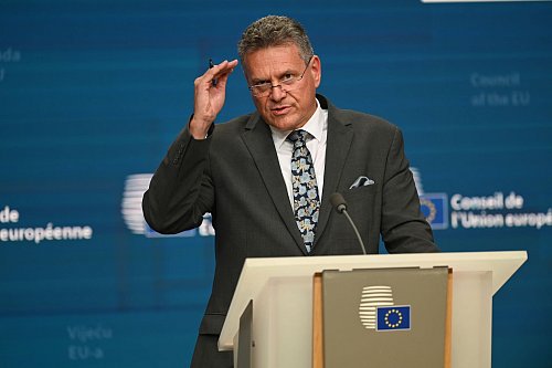 Stellte die gemeinsame US-EU-Erklärung in Brüssel vor: EU-Handelskommissar Maros Sefcovic. (Archivbild) - © Ansgaar Haase/dpa