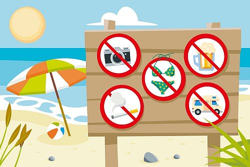 Bikini tragen, Bier trinken, Bilder machen: Das ist im Urlaub längst nicht überall erlaubt. Entsprechende Verbote sollten Reisende kennen und beachten - sonst kann es teuer werden. - © dpa-infografik GmbH/dpa-tmn