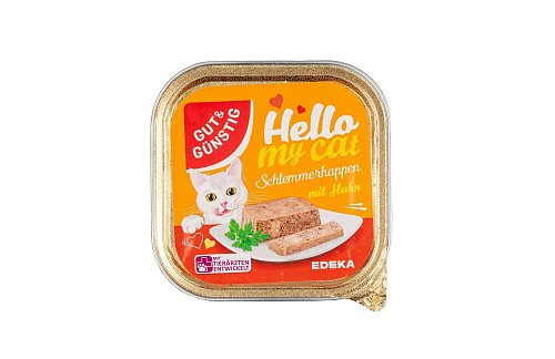 Das Katzenfutter «Gut & Günstig Hello my cat Schlemmerhappen mit Huhn» von Edeka kam auf Platz zwei. - © Stiftung Warentest/Stiftung Warentest/dpa