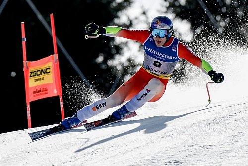 Dem Schweizer Superstar gelang ein perfekter Super-G. - © Gabriele Facciotti/AP/dpa