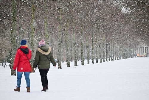 Gebetsweise fällt immer wieder Schnee. - © Sebastian Christoph Gollnow/dpa