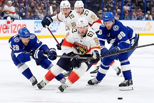 Der Titelverteidiger startet standesgemäß: Die Florida Panthers besiegten die Tampa Bay Lightning. - © Chris O\\\'Meara/AP/dpa