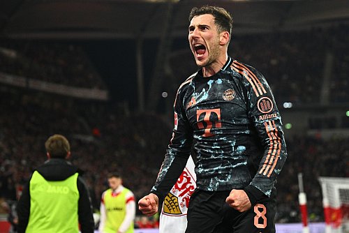 Traf zum zwischenzeitlichen 2:1 für die Bayern: Leon Goretzka. - © Tom Weller/dpa