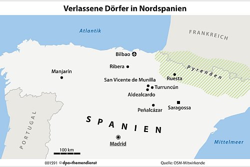 3.000 entvölkerte Dörfer soll es geben, die meisten davon im Norden des Landes. Reise zu sieben besonders faszinierenden aufgegebenen Siedlungen - in denen teils das Leben wieder einkehrt. - © dpa-infografik GmbH/dpa-tmn