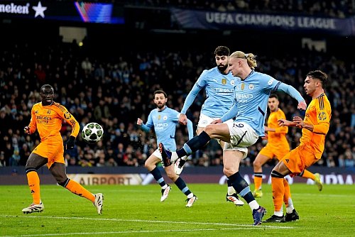 Superstar Erling Haaland traf zur 1:0-Führung für Manchester City. - © Mike Egerton/PA Wire/dpa