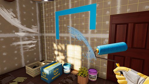 Bübchenblau als Ziel: Mit der Rolle geht es in «House Flipper 2» ans Malern. - © Frozen District/dpa-tmn