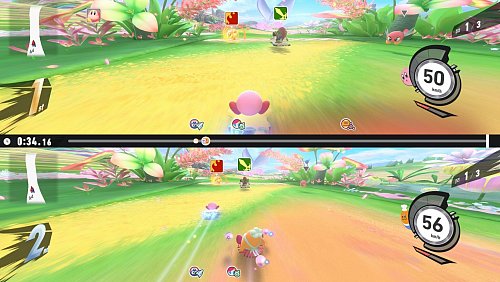 Der Zwei-Spieler-Splitscreen lässt sich sowohl horizontal als auch vertikal teilen. - © Nintendo/dpa-tmn