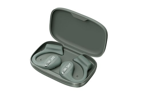 Die Nearphones HA-NP50T von JVC sind Kopfhörer, die frei vor den Ohren platziert werden und Musik und Stimmen selbst in lauten Umgebungen deutlich und mit vollem Volumen hörbar machen (ca. 129 Euro). - © JVC/dpa-tmn