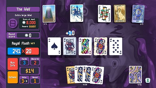In «Balatro» sammeln die Spielenden mit bekannten Poker-Kombinationen wie Full House, Straight Flush oder Drilling ihre Punkte. - © LocalThunk/Playstack/dpa-tmn
