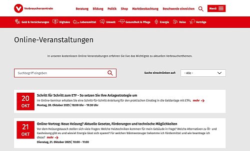 So sieht die neue Übersichtsseite aus. - © verbraucherzentrale.de/dpa-tmn