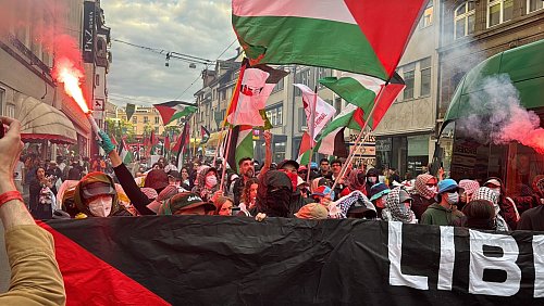 Unter anderem zündeten die Demonstranten Fackeln. - © Aleksandra Bakmaz/dpa