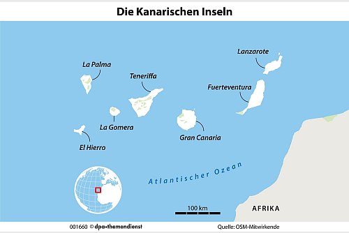 Beliebtes Sonnenziel im Herbst und Winter: Die Kanaren vor der Westküste Afrikas locken mit ganzjährig angenehmem Klima - die einzelnen Inseln haben alle ihre eigenen, speziellen Vorzüge. - © dpa-infografik/dpa-tmn