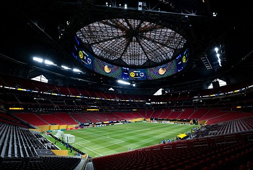 Der schönste WM-Ort, das klimatisierte Hallenstadion in Atlanta. Hier findet 2026 unter anderem ein Halbfinale statt. - © Sven Hoppe/dpa