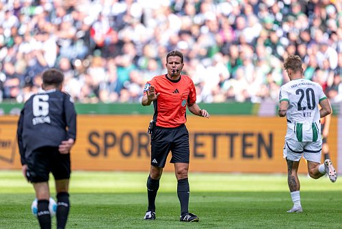 Felix Brych während seines 345. Bundesligaspiels. - © David Inderlied/dpa