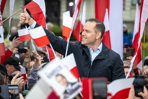 Nawrocki schlug im polnischen Präsidentenwahlkampf antideutsche Töne an. - © Tytus Zmijewski/PAP/dpa