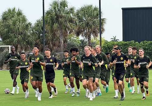 Borussia Dortmund absolvierte am Sonntag eine Trainingseinheit vor knapp 200 Fans - © Carsten Lappe/dpa
