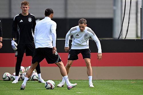 Florian Wirtz in Aktion beim Abschlusstraining vor seinem 30. Länderspiel. - © Federico Gambarini/dpa