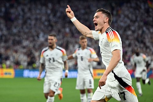 Ein glücklicher München-Moment. Wirtz jubelt nach seinem EM-Premierentor. - © Federico Gambarini/dpa