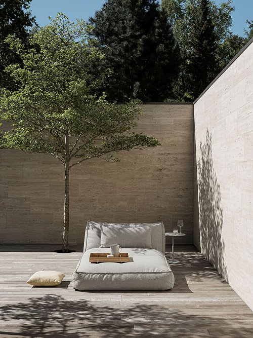 Zwischen Sofa und Sonnenliege - das Daybed von blomus vermittelt eine gemütliche Urlaubsstimmung. - © blomus/dpa-tmn