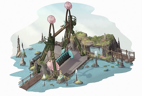 Der neue «Wild Swing» (hier als Zeichnung) im Freizeitpark Plohn macht seinen Namen nur so halb alle Ehre - auf Überschläge verzichtet man bewusst. - © Freizeitpark Plohn GmbH/dpa-tmn