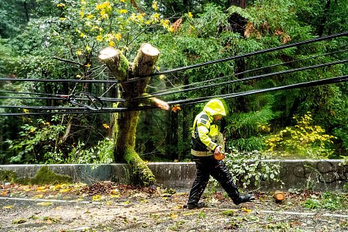 Hunderttausende Haushalte waren zeitweise ohne Strom. - © Noah Berger/AP/dpa