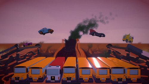 Schulbus-Front in «Make Way»: So maches Auto kommt erst gar nicht im Ziel an. - © ---/Nintendo/dpa