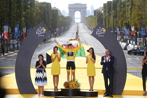 Sein größter Erfolg: Geraint Thomas gewann 2018 die Tour de France. (Archivbild) - © Pool Stephane Mantey/BELGA/dpa